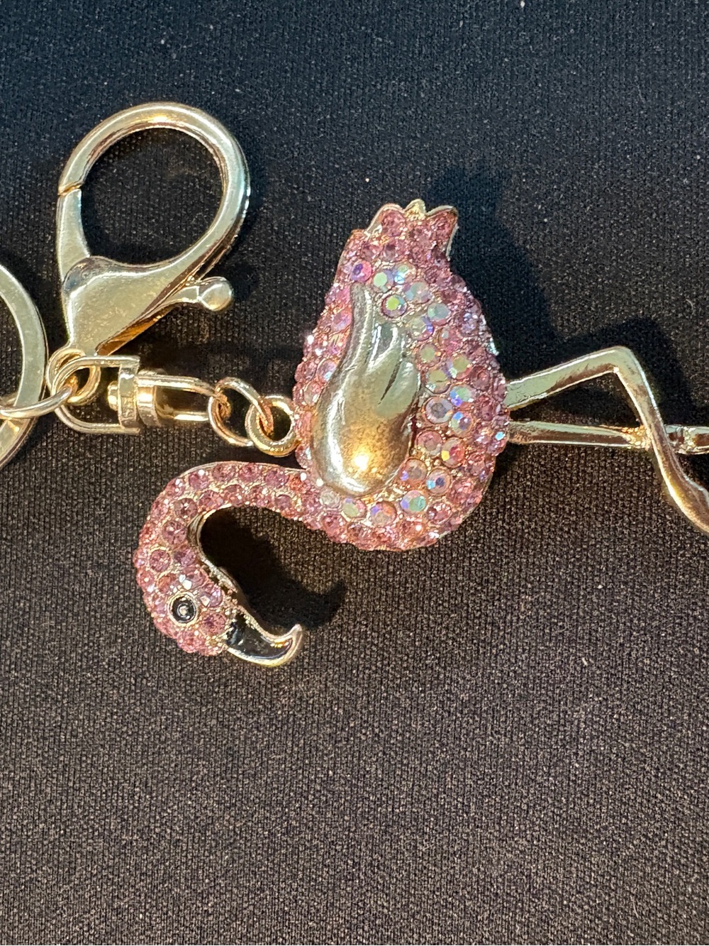 Pink Flamingo Charm Keychain with Braided Loop - Picture 2 of 2